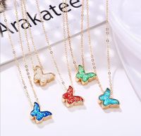 Wholesale Colorful Blue Red Butterfly Pendent Necklace Women Charm Acrylic Butterflies Necklaces for Girls Friend Gift Free Ship