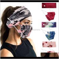 Wholesale Clothing Fabric Apparel Drop Delivery Holder Headbands With Button Tie Dye Fashion Face Mask Floral Camo Masks Women Sports Yoga Elastic