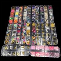 Wholesale 12 Designs Nail Art Decorations Metal Rivets Colorful Nail Rhinestones Beads Pearls Diy Manicure Nail Ornaments Jewelry Body Art
