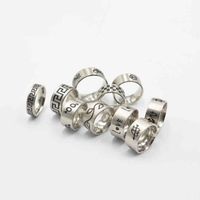 Wholesale Band Rings Stainless Steel Ring Wide Face Oil Dripping Punk Chinese Element Great Wall Dragon Lattice
