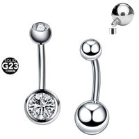 Wholesale 14G Solid G23 Implant Grade Titanium Belly Button Ring Internally Threaded CZ Navel Piercing Barbell Women Body Jewelry
