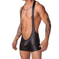 Wholesale Underpants Men S Pu Leather Sexy One Piece Boxer Briefs Nightclub Hollow Patent Underwear Faux Men s