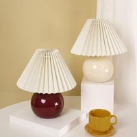 Wholesale Table Lamps Vintage Lamp Fold Decoration Bedroom Bedside Ins Retro Pleated Girl Net Red Light Middle Northern Europe