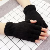 Wholesale Men s Socks Solid Unisex Fingerless Gloves Mitten Knitted Crochet Half Fingers Adult Warm Winter Guantes Handschoenen