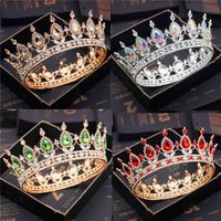 Wholesale Fashion Bridal headpieces Tiaras and Crowns Crystal Royal Queen King Crown Wedding Hair Jewelry Circle Diadem Bride Head Accessories