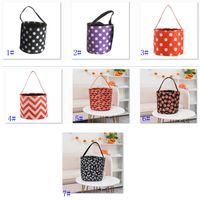 Wholesale 2ocs Halloween Party Decoration Kids Carry Basket Candy Print Bucket Tote Bag For Polka Dot Striple Pumpkin Skull Storage Bags XHH21