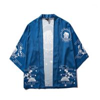 Wholesale Men s Jackets Japan Style Cat Printed Thin Kimono Men Japanese Streetwear Blue Casual Outerwear