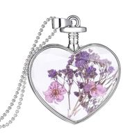 Wholesale Handmade Dried Flower Necklace Pressed Craft Pendant Heart Shape Clavicle Chain Women Sweater Jewelry Accessories Necklaces