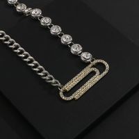 Wholesale Lifefontier Rhinestone Paper Clip Pendant Choker Necklace Crystal Silver Color Metal Chians Neckalces For Women Party Jewelry Chains