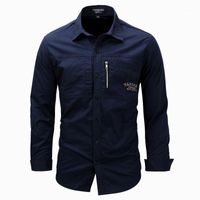 Wholesale Mens Shirts Casual Slim Fit Long Sleeve Shirt Cotton Military Outdoors All Season Formal Men Clothes Fashions Cottom Cozy Men s Dress