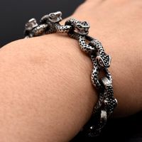 Wholesale Punk Rock cm Snake Casting Link Chain Stainless Steel Bracelet Bangle Men s Christmas Gifts HZB112 Beaded Strands