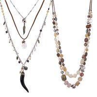 Wholesale Pendant Necklaces Women Acrylic Beads Resin Necklace CCB Shell Multilayer Retro Tribal Style Jewelry Accessories D88