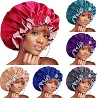 Wholesale Women Big Size Cap Beauty Print Satin Silk Bonnet New Extra Large Satin Lined Bonnet Sleep Night Cap Head Cover Bonnet Hat RRA9162