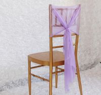 Wholesale Chair Covers Light Purple Back Ribbon Decoration Sweet Cover Chiffon Sashes Bow Wedding Party Tie