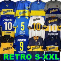 Wholesale 84 Boca Juniors Retro Soccer Jersey Maradona ROMAN Caniggia RIQUELME PALERMO Football Shirts Maillot Camiseta de Futbol