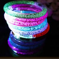 Wholesale Light Up Acrylic Bubble Bracelet LED Lights Flashing Beads Bangle Wedding Birthday Party Wristband Circles with Batteries Glow in Dark Tiktok G56A6M3