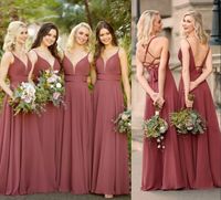 Wholesale 2021 Boho Garden Wedding Guest Bridesmaid Dresses Sexy Spaghetti Straps Plus Size A Line Chiffon Floor Length Party Gowns Corset Back Maid Of Honor Dress AL9446