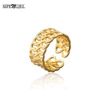Wholesale Wedding Rings SIPENGJEL Fashion Hollow Woven Mesh Vintage Ins Gold Color Open Adjustable Finger For Women Jewelery