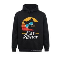 Wholesale Men s Hoodies Sweatshirts Cat Sister Vintage Eighties Style Retro Sunglasses Hoodie For Women Street Discount Hoods Long Sleeve