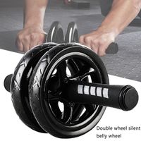 Wholesale With Mat Sports Muscle Training Body Building Gym Ergonomic Double Roller Strength Home Rubber Abdominal Wheel Fitness Exercise Equipment