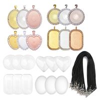 Wholesale Rhinestone Bezel Po Pendant Trays Set Colorful Blank Round Charms With Clear Glass Cabochon Jewelry Making Earrings Necklace
