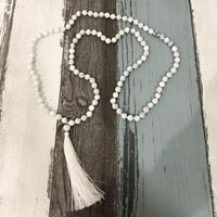 Wholesale Frosted Howlite Bead Necklace Prayer Beads Hand Knotted And Tassel Chains