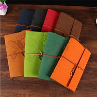 Wholesale Leaf Paper Product Book Creative Travel Diary Soft Leather Notepad Retro Loose leaf Notebook Cover Imitation Leather Inner Text Material Kraft Papers XG0126
