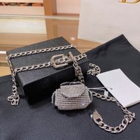 Wholesale Super mini belt bag shiny design chain belt wallet compact bag ladies shiny diamond handbag shiny diamond street messenger purse