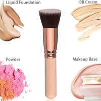 Wholesale Eyelash Curler Flat Top Foundation Brush Large Face For Liquid Cream Powder Make Up Cosmetic Applicator Soft Dense Rose Gold