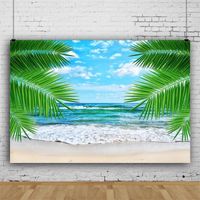 Wholesale Party Decoration Landscape Backdrop Beautiful Leaves And Beach Scenery Pography Background Holiday Celebration Po Booth Studio Decor