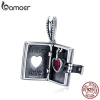 Wholesale 925 Sterling Silver Forever Love Box Pendant Heart Book Shape Charms Fit Charm Bracelets Necklace Silver Jewelry SCC980