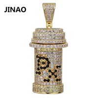 Wholesale Pendant Necklaces JINAO Hip Hop Poison Necklace PX Toxicant Vial Bottle CZ Stone Iced Out Gold Silver Color Detachable
