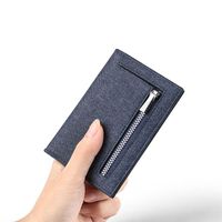 Wholesale Wallets WILLIAMPOLO Mini Card Holder Men Denim Fabric Minimalist Thin Wallet With Coin Pocket Small
