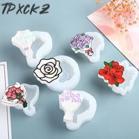 Wholesale Window Stickers Handmade Line Drawing Flower Epoxy Resin Molds Bridal Bouquet Gypsum Silicone Kit Art Crafts Tools