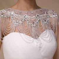 Wholesale Luxury Wedding Shoulder Accessories Bridal Chain Fringed Necklace Round Neck Crystal Beads Lace Jewelry for Women
