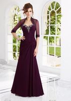 Wholesale Elegant Two piece Mermaid Long Plus Size Mother Of The Bride Dresses With Jacket Crystal Beaded Chiffon Wedding Party Gowns