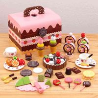 Wholesale Wooden imitation children s family toy cake afternoon tea vegetable and fruit cutting happy meal kitchen setWWV7