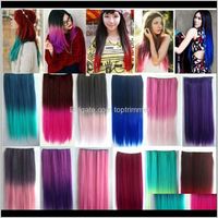 Wholesale Clip Extensions Products Drop Delivery Z F Fashion Charming Colorful Pieces Inch Long Synthetic Straight Clips In On Hair Extension R