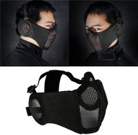 Wholesale 50pcs Color Outdoor Foldable Half Face Mask with Ear Protection Tactical Low carbon Steel Airsoft Shooting Cycling Mesh Breathable Masks
