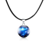 Wholesale Chains Nebula Galaxy Pendant Necklace Statement Universe Color Cloud Aesthetic Jewelry Glass Painting Black Rope