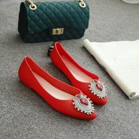 Wholesale Sandals Diamond Jelly Women Loafers Pointed Toe Cover Heels Plastic Pvc Sandalias Mujer Mules Rhinestones Candy Shoes Woman