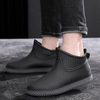 Wholesale Boots Fashion Black Short Rain Men s Non slip Waterproof Shoes Rubber Solid Color Zapatos De Hombre Men