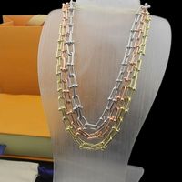 Wholesale Europe America Fashion Jewelry Sets Men Lady Women Engraved T Initials U shape Chains Thick Heavy Necklace Bracelet Sets Colors