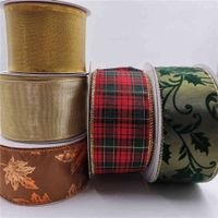 Wholesale 2 Inch X yards Christmas Wired Ribbon for Home Decor Wreaths Graland Gift Wrapping Floral Arrangements DIY Crafts
