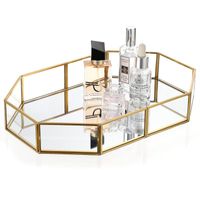 Wholesale Storage Boxes Bins Gold Makeup Tray Ornate Vanity Dresser Perfume Jewelry Trinket Organizer For Bathroom Home Decor