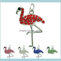 Wholesale Findings Components Drop Delivery Jinglang Fashion Flamingo Dangle Color Rhinestone Animals Pendants Diy Charms For Jewelry Making Acc