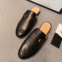 Wholesale Slippers Top quality style female sandals Metal buckle Flat bottom Covered toe caps Outer summer simple designer womens shoes Comfortable lazy small leather