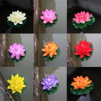 Wholesale Decorative Flowers Wreaths PC Floating Fake Water Lily Simulation Plant Artificial Lotus For Garden Patio Pond Public Fountain