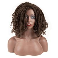 Wholesale Synthetic Wigs Afro Kinky Dreadlock Wig Braided Twist Black Brown Short Curly Heat Resistant Fiber Party Faux Locs For Women