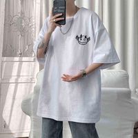 Wholesale HybSkr Spring Summer Men s T shirts Korean Style Loose Little Devil Graphic T shirt Casual Oversized T Shirt Men s Clothing H1218